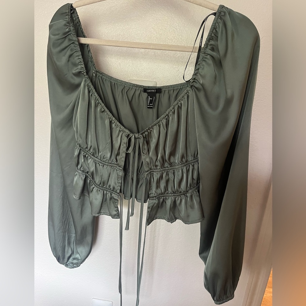 Forever 21 Satin Tie Top